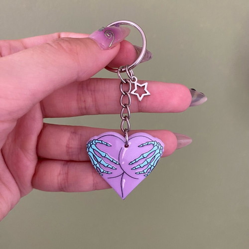 Handmade gothic Halloween keychain new, colorful silver