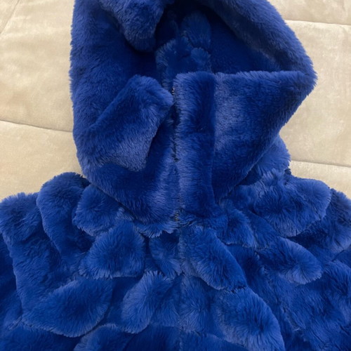 Blue electric fur very soft fluffy new with hood