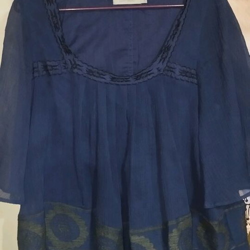 Saint Tropez blouse S used, dark blue boho style