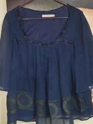 Saint Tropez blouse S used, dark blue boho style