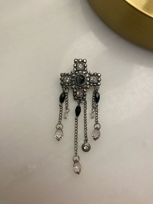 Cross brooch with stones like new, blue