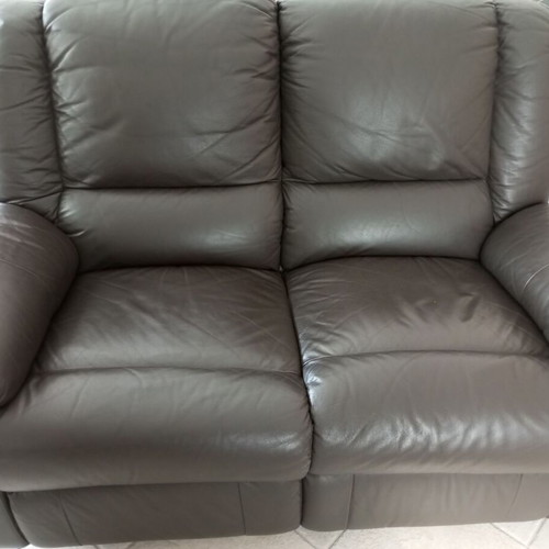 Entos leatherette sofas dark brown like new with recline mechanism