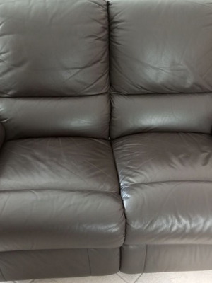 Entos leatherette sofas dark brown like new with recline mechanism