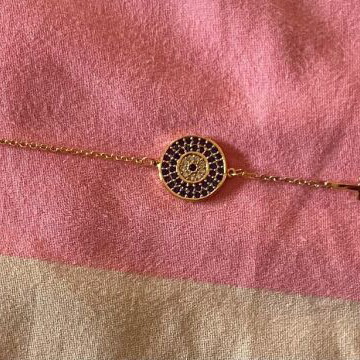 Anna Maria Mazaraki stainless steel bracelet new, gold with blue eye and cross