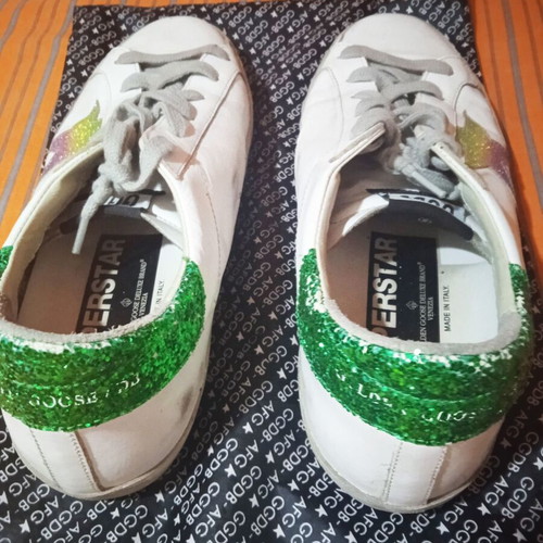 Golden Goose Superstar sneakers like new, size 38, white and green