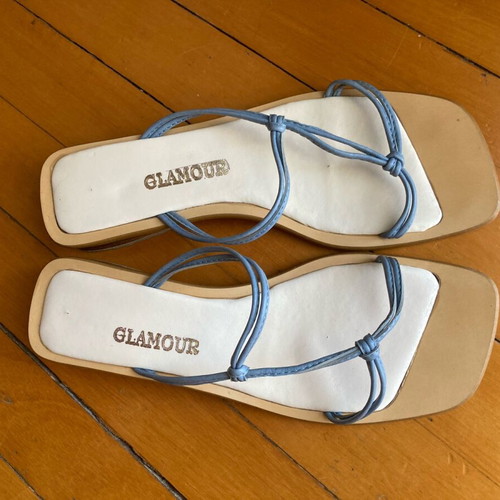 Sandals with turquoise leather straps like new, size 38