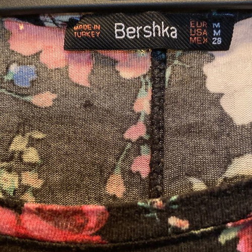Bershka floral dress, size M, black multicolor
