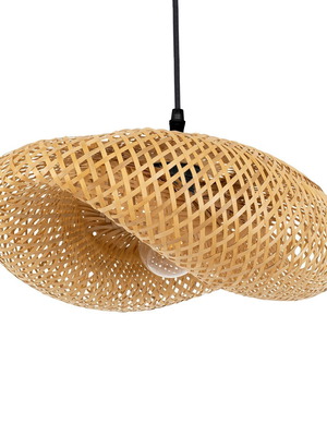 Mexico vintage pendant ceiling light single beige wooden bamboo new