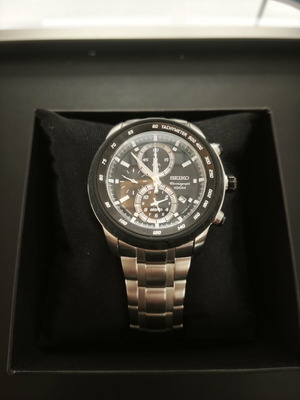 Seiko Chronograph Alarm SNAB51P1 wristwatch, Hardlex, 100m