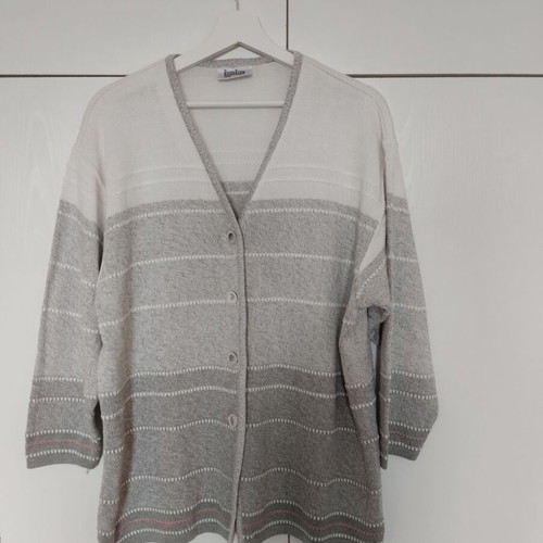 Eugen Klein knitted cardigan used, plus size, white gray