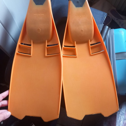 Children's swim fins like new, size 33/34, orange-gray, Majorca