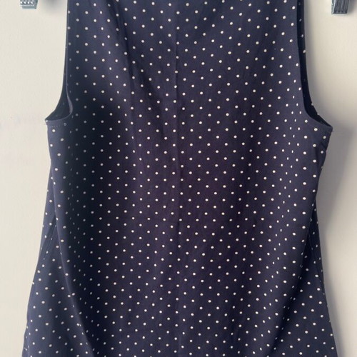 H&M sleeveless top navy with white polka dots like new, size L