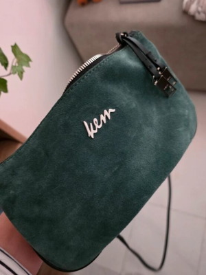 KEM crossbody bag like new, dark green suede-look