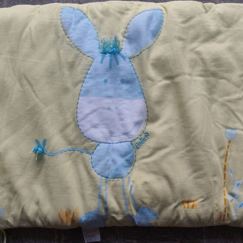 Baby Cot Bumper used, light green with donkey design