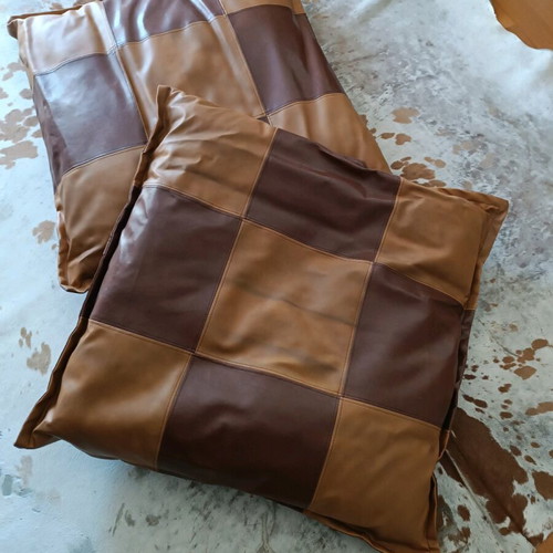 Techno leather brown-chocolate pillows new, stylish for decoration