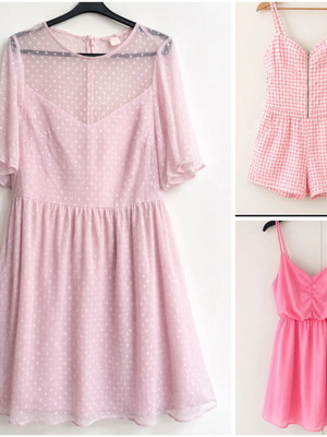 Dresses H&M and Bershka pack of 3 like new, pink and checked playsuit