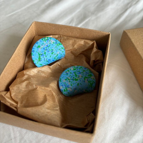 Pulpa Maris Teal polymer clay earrings new, blue