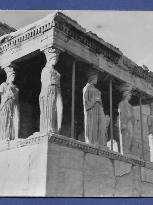 Athens Caryatids postcard used