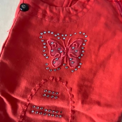 Bicirra Kids Girl Pants 1-2 Years Red With Strass Butterfly Like New