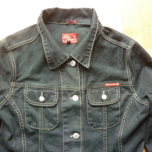 Women's Teen Short Black Denim Jacket Large Miss Denim used
