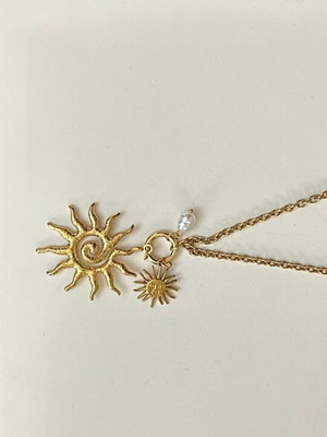 Women's gold necklace new with sun motifs
