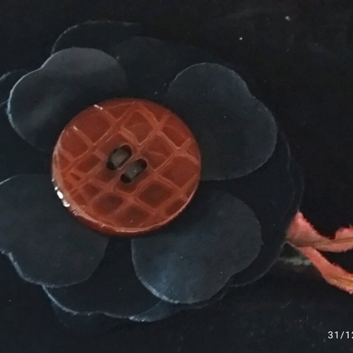 Dolce & Gabbana velvet and leather flower brooch like new