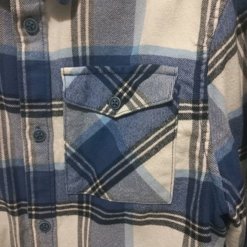 Marcs n Spencer checked cotton shirt 10 years like new, white and blue