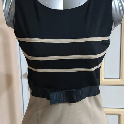 Sleeveless midi dress like new, beige and black, size XS-S