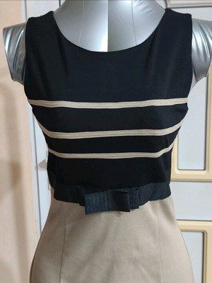 Sleeveless midi dress like new, beige and black, size XS-S