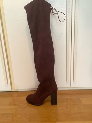 Sante velvet burgundy boots with 8-10 cm heel, like new, size 38