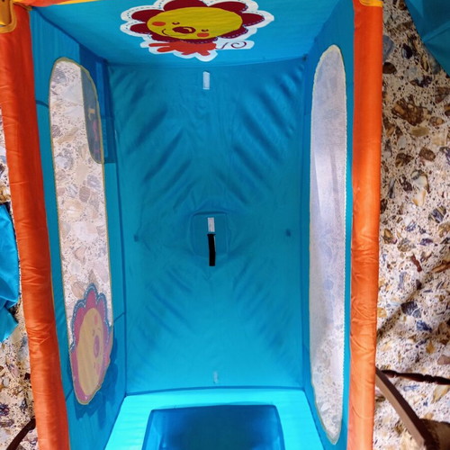 Foldable Travel Playpen with Mattress and Wheels, Like New