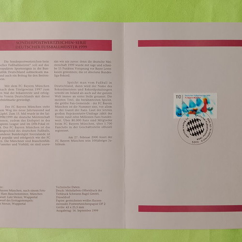 German 1999 stamp with Bonn first day cover