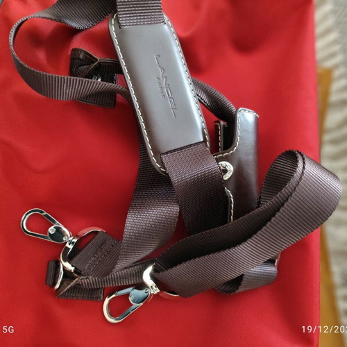 Lancel red crossbody bag like new with leather trims