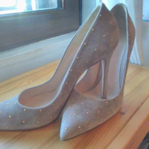 Gianvito Rossi suede pumps used, beige gold, size 38.5