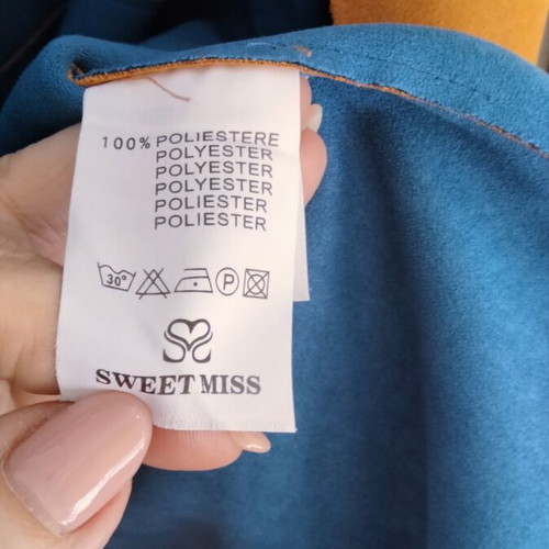 Sweet Miss suede open-front jacket XL, camel and petrol