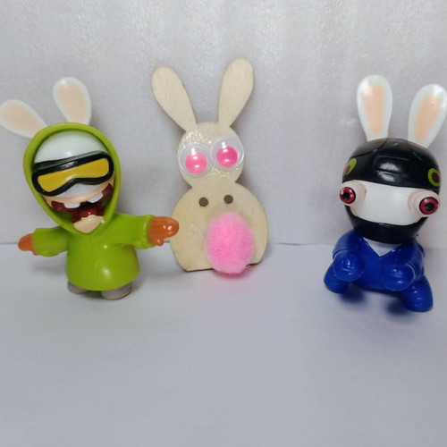 Rabbids figures and collectible spider new with wooden bunny