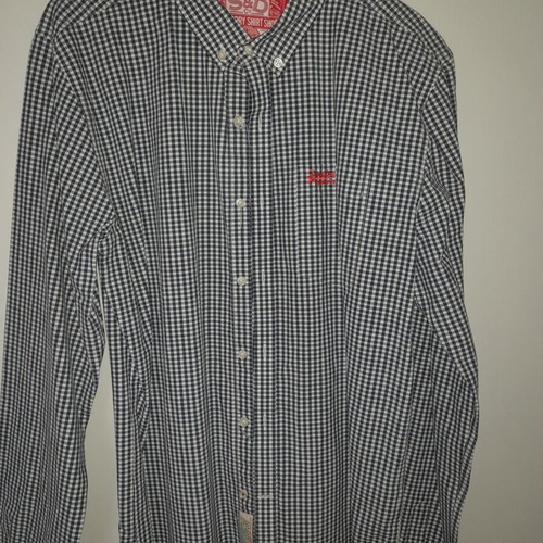 Superdry shirt checked blue white used, XXL