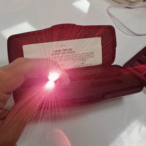 Infiniter Laser Pointer used with case, batteries, and manual, red laser