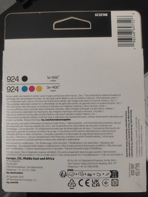 HP 924 Ink Set new, 4 pieces