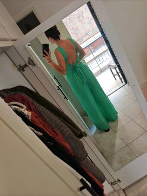 Regalinas green one-piece jumpsuit like new, backless