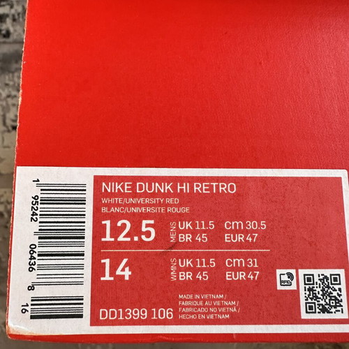 Nike Dunk High University Red sneakers size 47