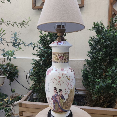 Large Chinoiserie Imperial Lamp used, E27 socket