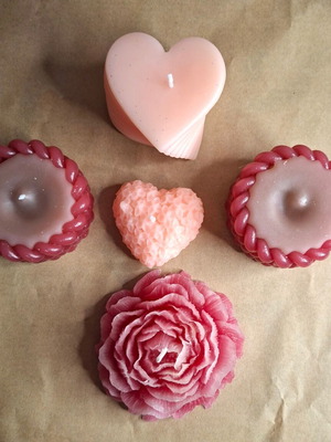 Wine & Rose Romance set of 5 handmade decorative candles new