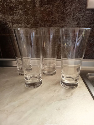 Tall glass drinking glasses, set of 4