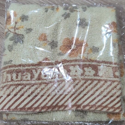 Cotton kitchen towel like new, yellow with flowers 31x63cm