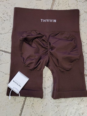 Σορτς αθλητικό γυναικείο Thrivin καινούργιο, καφέ, μέγεθος XS