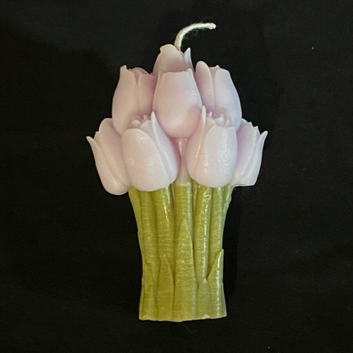 Decorative tulip candle like new, handmade from plant-based wax