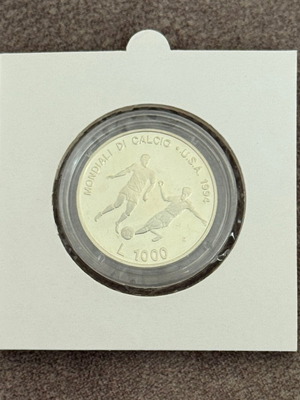 San Marino 1994 1000 Lire silver Proof coin FIFA World Cup USA