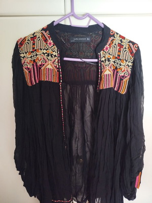 Zara Woman Black Boho Kimono Tunic like new, size M