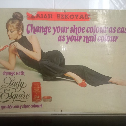 Lady Esquire Instant Shoe Colouring vintage tin advertising sign